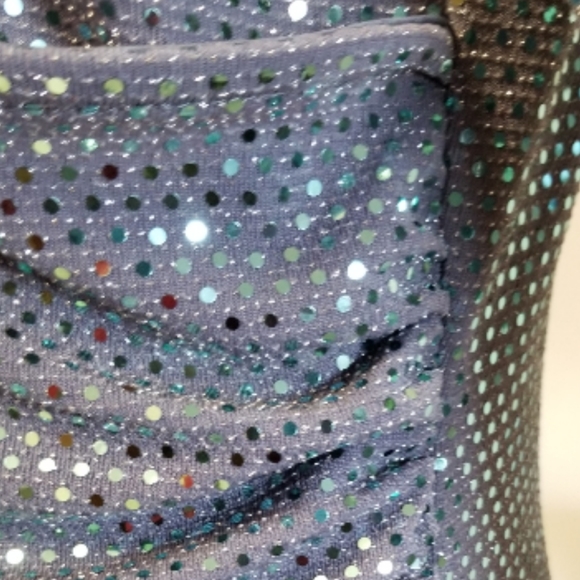 🆕️⬇️Olivia Matthews Silver Sequin Faux Wrap Dress - Picture 7 of 10
